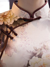 Vintage Floral-printed Side Split Long Cheongsams Dress