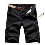 High Quality Summer Solid Knee Length Cotton Straight Baggy Army Multi-Pocket Cargo Short trousers Men Plus Size 28-40 5color