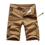 High Quality Summer Solid Knee Length Cotton Straight Baggy Army Multi-Pocket Cargo Short trousers Men Plus Size 28-40 5color