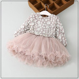 High quality Spring Girls petal Dress Baby Girls Princess long sleeve tutu clothing 2-7y toddler girls Clothes summer