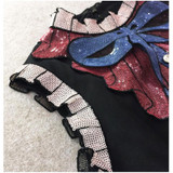 HIGH Quality Newest Fashion 2016 Summer Runway Dress Women's Sleeveless Luxury Sequined Bow Vintage Mini Dress