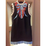 HIGH Quality Newest Fashion 2016 Summer Runway Dress Women's Sleeveless Luxury Sequined Bow Vintage Mini Dress