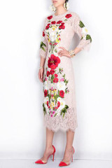 High quality New 2016 spring summer runway brand fashion women black lace dress floral rose embroidery long elegant dresses