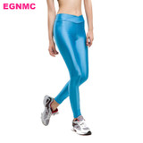 EGNMC Shiny Leggings Bright Shine Skinny Stretch Elastic Women Leggings Solid Color Casual Lady Leggings