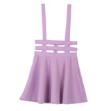 EFINNY Retro Hollow Mini Skater Cute Women Suspender Skirts Straps High Waist Skirt