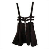 EFINNY Retro Hollow Mini Skater Cute Women Suspender Skirts Straps High Waist Skirt