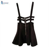 EFINNY Retro Hollow Mini Skater Cute Women Suspender Skirts Straps High Waist Skirt