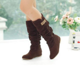 EFFGT Fashion Spring Autumn casual shoes princess sweet women boot stylish flat flock shoes fashion Mid-calf boots free shipping