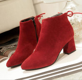 EFFGT 2017 New thick high heel Women Boots Fashion Flock High-heeled Platform Ankle Boots Lace Up Autumn women Shoes Z602
