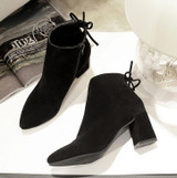 EFFGT 2017 New thick high heel Women Boots Fashion Flock High-heeled Platform Ankle Boots Lace Up Autumn women Shoes Z602