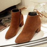 EFFGT 2017 New thick high heel Women Boots Fashion Flock High-heeled Platform Ankle Boots Lace Up Autumn women Shoes Z602