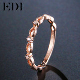 EDI Ring Romantic Love 18K Rose Gold Anniversary Bands Real Natural Diamond Ring For Women Female Genuine Fine Jewelry Gifts