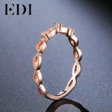 EDI Ring Romantic Love 18K Rose Gold Anniversary Bands Real Natural Diamond Ring For Women Female Genuine Fine Jewelry Gifts