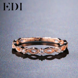 EDI Ring Romantic Love 18K Rose Gold Anniversary Bands Real Natural Diamond Ring For Women Female Genuine Fine Jewelry Gifts