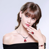 EDI Retro Round Garnet Earrings Female 100% 925 Sterling Silver Fine Jewelry