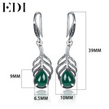 EDI 925 Sterling Silver Feather Natural Stone Drop Dangle Earrings for Women Vintage Sterling Silver Jewelry Wedding Earrings EDI 925 Sterling Silver Feather Natural Stone Drop Dangle Earrings for Women Vintage Sterling Silver Jewelry Wedding Earrings