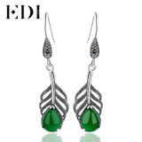 EDI 925 Sterling Silver Feather Natural Stone Drop Dangle Earrings for Women Vintage Sterling Silver Jewelry Wedding Earrings EDI 925 Sterling Silver Feather Natural Stone Drop Dangle Earrings for Women Vintage Sterling Silver Jewelry Wedding Earrings