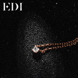 EDI Classic 0.1ct Princess Cut Natural Diamond Wedding Pendant For Women 18K Solid Rose Gold Pendant 16' Necklace Chain Jewelry