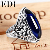 EDI 925 Sterling Silver Natural Garnet Adjustable Ring for Women Vintage Classic Sterling Silver Jewelry Wedding Rings
