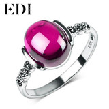 EDI 4 Color 1.2ct Garnet Natural Chalcedony Rings 925 Sterling Silver For Women Sterling-silver-jewelry Best Fine Jewelry Gift