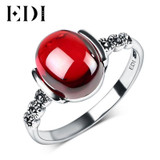 EDI 4 Color 1.2ct Garnet Natural Chalcedony Rings 925 Sterling Silver For Women Sterling-silver-jewelry Best Fine Jewelry Gift