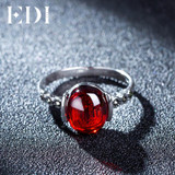 EDI 4 Color 1.2ct Garnet Natural Chalcedony Rings 925 Sterling Silver For Women Sterling-silver-jewelry Best Fine Jewelry Gift