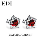 EDI 0.6cttw Blue Topaz 925 Sterling Silver Fashion Stud Earrings Women Solitaire Rose Beauty And The Beast Design Fine Jewelry
