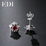 EDI 0.6cttw Blue Topaz 925 Sterling Silver Fashion Stud Earrings Women Solitaire Rose Beauty And The Beast Design Fine Jewelry