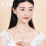 EDI 18K Solid White Gold Diamond Wedding Pendant Real Natural Diamond Heart Pendants For Women 16' Necklace Chain Fine Jewelry