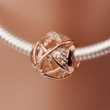 EDELL Original Gold Color Galaxy, Rose &amp; Clear CZ Bead S925 Sterling Silver Charm Fit Bracelet&amp;Bangle Beads For Jewelry Making