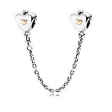 EDELL 2017 Genuine 925 Sterling Heart-shapedClear CZ Security Chain of Pearls Charm Fit Original Bracelet Jewelry Safety Chains