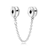 EDELL 2017 Genuine 925 Sterling Heart-shapedClear CZ Security Chain of Pearls Charm Fit Original Bracelet Jewelry Safety Chains
