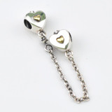 EDELL 2017 Genuine 925 Sterling Heart-shapedClear CZ Security Chain of Pearls Charm Fit Original Bracelet Jewelry Safety Chains