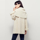 DOMODA Women Sweater Long Sleeve Loose Elegant Streetwear High Cowl Pullover Autumn Winter Asymmetrical Knitted Casual Sweater