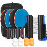 Reemita Table Tennis Set, Ping Pang Set with Premium Table Tennis Bats and 8 Balls, Include Retractable Table Tennis Net Storage bag