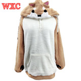 Doge Women Hoodies Ear Hoodie Pouch Women's Clothing Pullover Sweatshirt Vetement Kawaii Japanese Anime Tail WXC