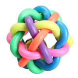 Dog's Toys Pet Dog Cat Toy Colorful Rubber Round Ball with Small Bell Toy For Dog
