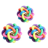 Dog's Toys Pet Dog Cat Toy Colorful Rubber Round Ball with Small Bell Toy For Dog