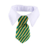 Dog Grooming Cat Striped Bow Tie Animal Striped Bowtie Collar Pet Adjustable Neck Tie White Collar Dog Necktie For Party Wedding