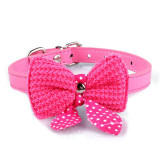 dog Collar 1PC Knit Bowknot Adjustable PU Leather Dog Puppy Pet Collars Necklace Aug4