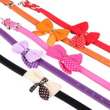dog Collar 1PC Knit Bowknot Adjustable PU Leather Dog Puppy Pet Collars Necklace Aug4
