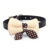 dog Collar 1PC Knit Bowknot Adjustable PU Leather Dog Puppy Pet Collars Necklace Aug4