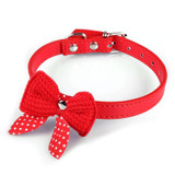 dog Collar 1PC Knit Bowknot Adjustable PU Leather Dog Puppy Pet Collars Necklace Aug4