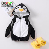 Doayni Baby Winter Jackets For Baby Girl Novelty Penguin Hooded Vest Thick Warm Baby Girl Cotton Clothes with Shoes Unisex