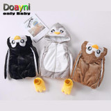 Doayni Baby Winter Jackets For Baby Girl Novelty Penguin Hooded Vest Thick Warm Baby Girl Cotton Clothes with Shoes Unisex