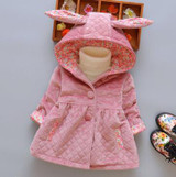 Doayni Baby 2017 Winter Jackets For Baby Girl Long Sleeve Hooded Coat Thick Warm Rabbit Baby Girl Cotton Clothing Infant