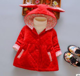 Doayni Baby 2017 Winter Jackets For Baby Girl Long Sleeve Hooded Coat Thick Warm Rabbit Baby Girl Cotton Clothing Infant