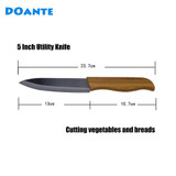 DOANTE Brand Black Blade Ceramic Knife Set With Bamboo Handle Top Quality Kitchen knives Set 3" 4" 5" 6" Paring Chef + Covers