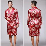 Soft Anti real silk Nightdress Robes for men Spring Autumn Style Nightdress Bath Robe Bathrobe Sleepwear Long sleeve Nightgowns