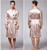 Soft Anti real silk Nightdress Robes for men Spring Autumn Style Nightdress Bath Robe Bathrobe Sleepwear Long sleeve Nightgowns
